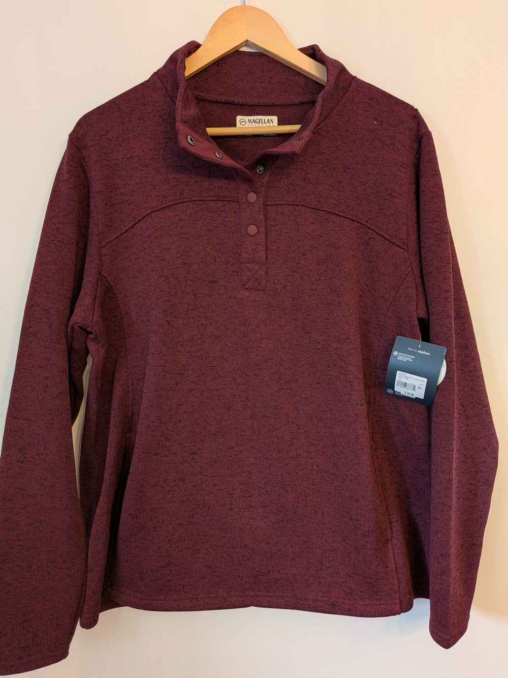 Magellan Outdoors Women's Maroon Snap-Neck Pullover